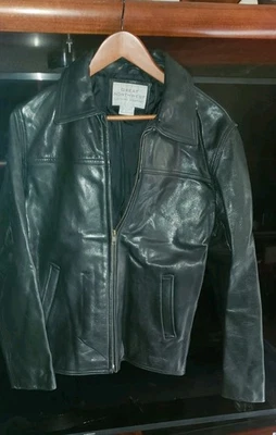 GREAT NORTHWEST Clothing Co. Black Heavy Leather Zip JACKET SZ LG~22" x24.5" - Image 1 of 4