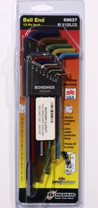 BONDHUS, COLOR GUARD BALL END EXTRA LONG L-WRENCH INCH SET 69637 - Picture 1 of 3