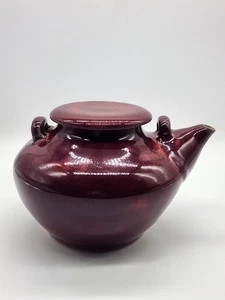 Bruning Pottery Seattle WA Studio Art Pottery Teapot Missing Handle Red Glaze - Picture 1 of 14