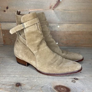 Botas Saint Laurent Paris Jodhpur Hebilla Marrón Gamuza Western Hedi SLP Talla 41 EUR - Imagen 1 de 11