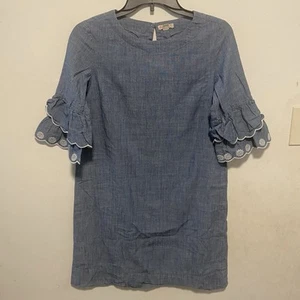 Crewcuts Girls Denim Sundress Size 14 Ruffle Floral Chambray Summer Beachy - Picture 1 of 9