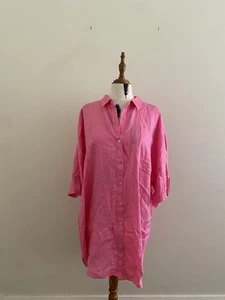 Sussan 18 Pink Linen Short Sleeve Blouse Top - Picture 1 of 8