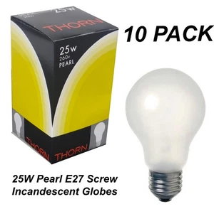 10 x 25W Pearl Light Globes Bulbs Lamps E27 Screw Incandescent A60 GLS - Picture 1 of 2