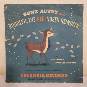 HEAR👂Gene Autry Christmas Lot 3X 78 Rudolph Red-Nosed Reindeer Picture Sleeve - Imagen 1 de 14