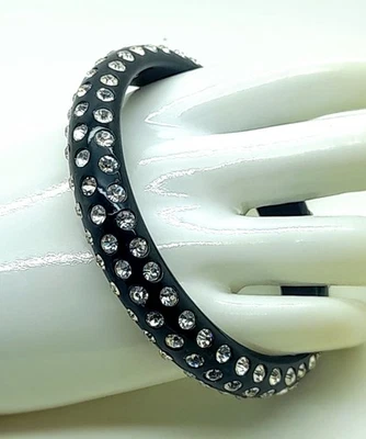 Boho Negro Redondo Lucite Plástico Transparente Estrás Fiesta Moda Brazalete Pulseras Foto 1 de 4