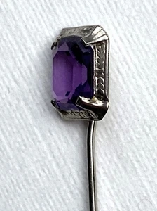 Vintage 10K Weißgold mit 1,5 Karat lila Amethyst Stecknadel so hübsch! - Bild 1 von 4