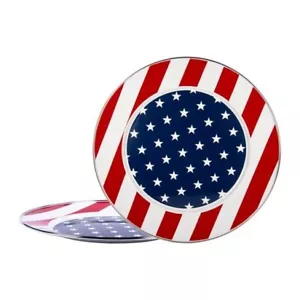 Golden Rabbit Stars & Stripes 12.5" Enamelware Charger Serving Plate, Set of 2 - Picture 1 of 2