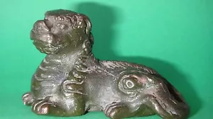 SELTENE ANTIKE CHINESISCHE GUSSEISEN FOO HUND LÖWE STATUE - Bild 1 von 12