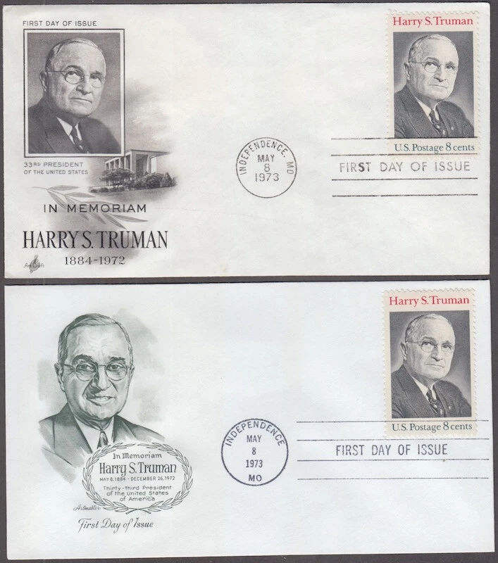 USA # 1499 SET of 2 DIFF FDCs, HARRY TRUMAN, from a PORTRAIT by LEO STERN - Image 1 of 1