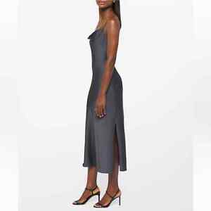 All Saints Hadley Cowl Neck Midi Slip Dress Gray Size 10
