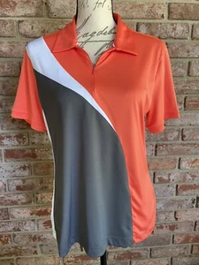 GREG NORMAN PLAY DRY Womens Coral Gray Short Sleeve Golf Polo Size Large - Picture 1 of 4