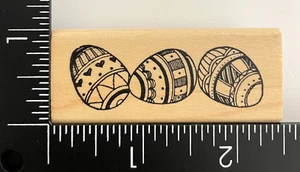 Delafield Uovo di Pasqua Decorato Trio F563 Timbro in Gomma Montato su Legno - Foto 1 di 3