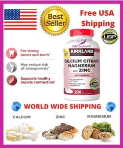 Kirkland Signature citrato de calcio magnesio y zinc con vitamina D3 500 tabletas - Imagen 1 de 2