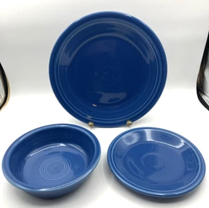 3 Piece Lapis Blue Fiesta Setting~Great For Replacements Or Additions Excellent - Picture 1 of 9
