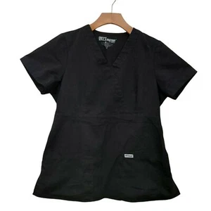 Grey's Anatomy Scrub Top Womens Medium Black V-Neck Short Sleeve Uniform Work - Picture 1 of 10