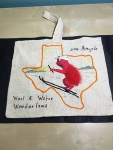 Handmade San Angelo, Texas "Wool & Water Wonderland" Bag - With Surfing Red Dude - Bild 1 von 12