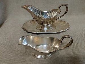 Newport Silver Plate Gravy Boat con Bandeja Plus Mini Gravy Boat - Imagen 1 de 4