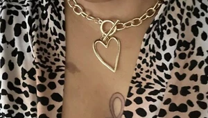 Edelstahl Halsband/Umschalter golden großes Herz - Bild 1 von 2