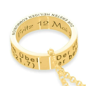 Cadena Anillo Grabado Oro Personalizado Collar Bautizo Comunión Anillo Bautizo  - Imagen 1 de 4