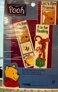 POOH: R is for READING + Bee Friends Cross Stitch KIT Tigger 2 Bookmarks - Picture 1 of 4