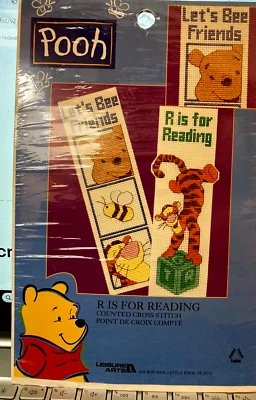 POOH: R is for READING + Bee Friends Cross Stitch KIT Tigger 2 Bookmarks - Image 1 of 4