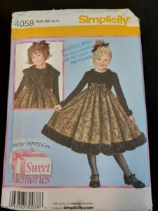 Vestido y chaqueta para niños Simplicity 4058 Daisy Kingdom Sweet Memories talla 5-8 - Imagen 1 de 2
