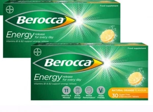 60 Tablets Berocca Energy Orange Flavoured Effervescent Tablets. - Picture 1 of 5