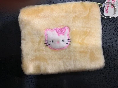 HELLO KITTY Plush mini purse with zip closure and keyring 4.5" X 4" Choose color - Image 1 of 4