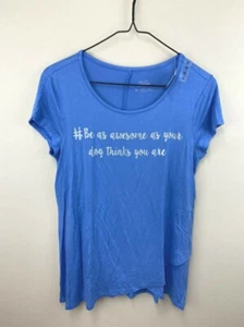NWT Justice 16 Be As Awesome As Your Dog Thinks You Are Blue Bling Shirt - Picture 1 of 6
