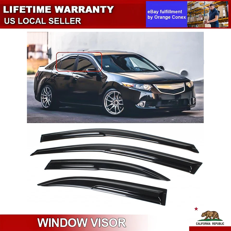 Viseras de ventana para Acura TSX CU2 2009-2014 sedán JDM ondulado estilo Mugen protectores de lluvia Foto 1 de 4