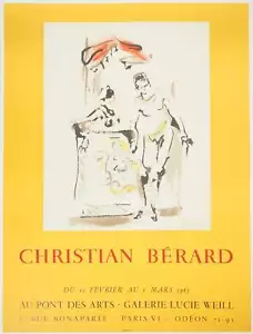 Christian BERARD : Théâtre, les comédiens, Affiche en lithographie signée - Imagen 1 de 5