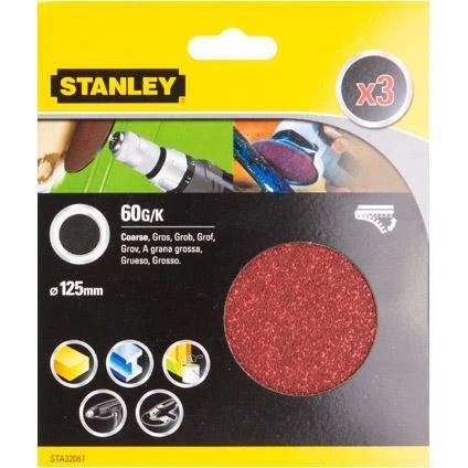 STANLEY DISCHI VELCRO 125MM GR.60 3 PEZZI STA32067 - Immagine 1 di 1
