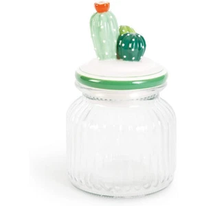 Barattolo cactus vetro e Ceramica verde excelsa cod.62731 - Foto 1 di 1