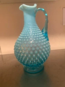 Very Nice Antique Fenton Blue Opalescent Water Pitcher - BOx - Picture 1 of 4