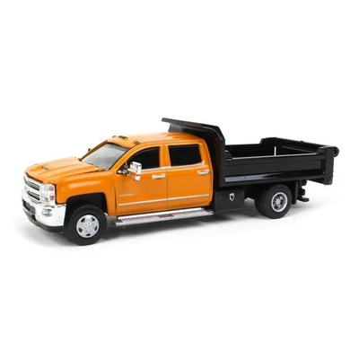 1/64 Greenlight 2017 Silverado 3500 Autoribaltabile Camion Orange Duplice Guida - Immagine 1 di 4