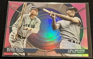 2025 Topps Series 2 Babe Ruth - Lou Gehrig #DD-20 Pink Parallel Insert Yankees - Picture 1 of 4