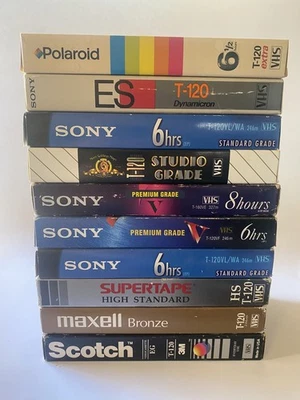 Смешанный лот из 10 видеокассет продается как пустые. Sony, JVC, Maxell, RCA, Memorex б/у - Изображение 1 из 3