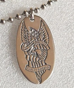 Sterling Silber 925 Harley Davidson Dog Tag Halskette mit Kugelkette 24" - Bild 1 von 4
