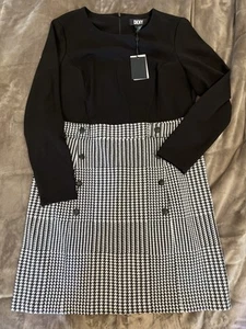 DKNY Business Casual Skirt Suit 1 Peice Size 16 Black And White NWT Msrp $134 - Picture 1 of 5