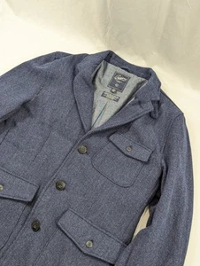 Grayers Wool Blend Blazer Unstructured Slub Jacket Bombfell Navy Blue Black Med - Picture 1 of 14