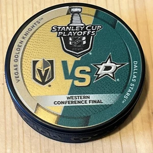 VEGAS GOLDEN KNIGHTS PLAYOFF GOLD PUCKS T-MOBILE ARENA EXCLUSIVE NHL VS STARS 🎆 - Picture 1 of 2