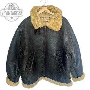 Giacca Bomber Vintage B-3 Aviator Pelle di Pecora Nera Shearling Volo - Foto 1 di 6