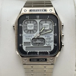 Broken NOS VINTAGE CITIZEN ROBOT FACE DIGI-ANA 8943 MEN’S WATCH JAPAN Stainless - Picture 1 of 6
