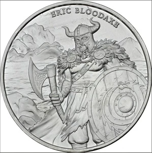 Legendary Warriors ~ Eric Bloodaxe ~~ 1 oz .999 Fine Silver Round ~ Pristine - Picture 1 of 2