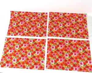 Poppy Field Quilted Placemat Red, Pink & Orange Set of 4 Spring Summer Washable - Picture 1 of 6