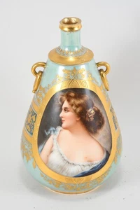 C11K29- Vase Flakon aus Porzellan mit Frau bemalt Wien Sourire - Bild 1 von 12