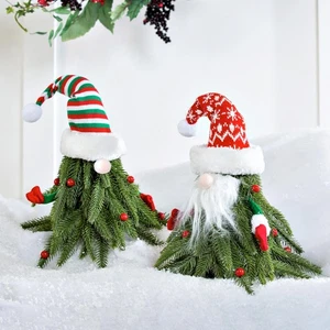 12" Artificial Pine Gnome Table Decor, 2 Asst - Picture 1 of 4