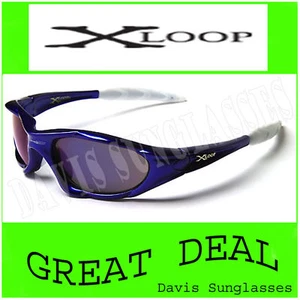 X Loop Sunglasses XL0103 UV400 Davis D4 blue white sunnies - Picture 1 of 1