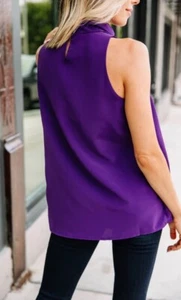 NWT Babaton Vitae Sleeveless Mock Cowl Neck Blouse in Purple Size: S - Picture 1 of 14