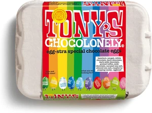 Tony's Chocolonely Easter Eggs Assortment 12 Easter Eggs in Foil Fairtrade - Picture 1 of 6